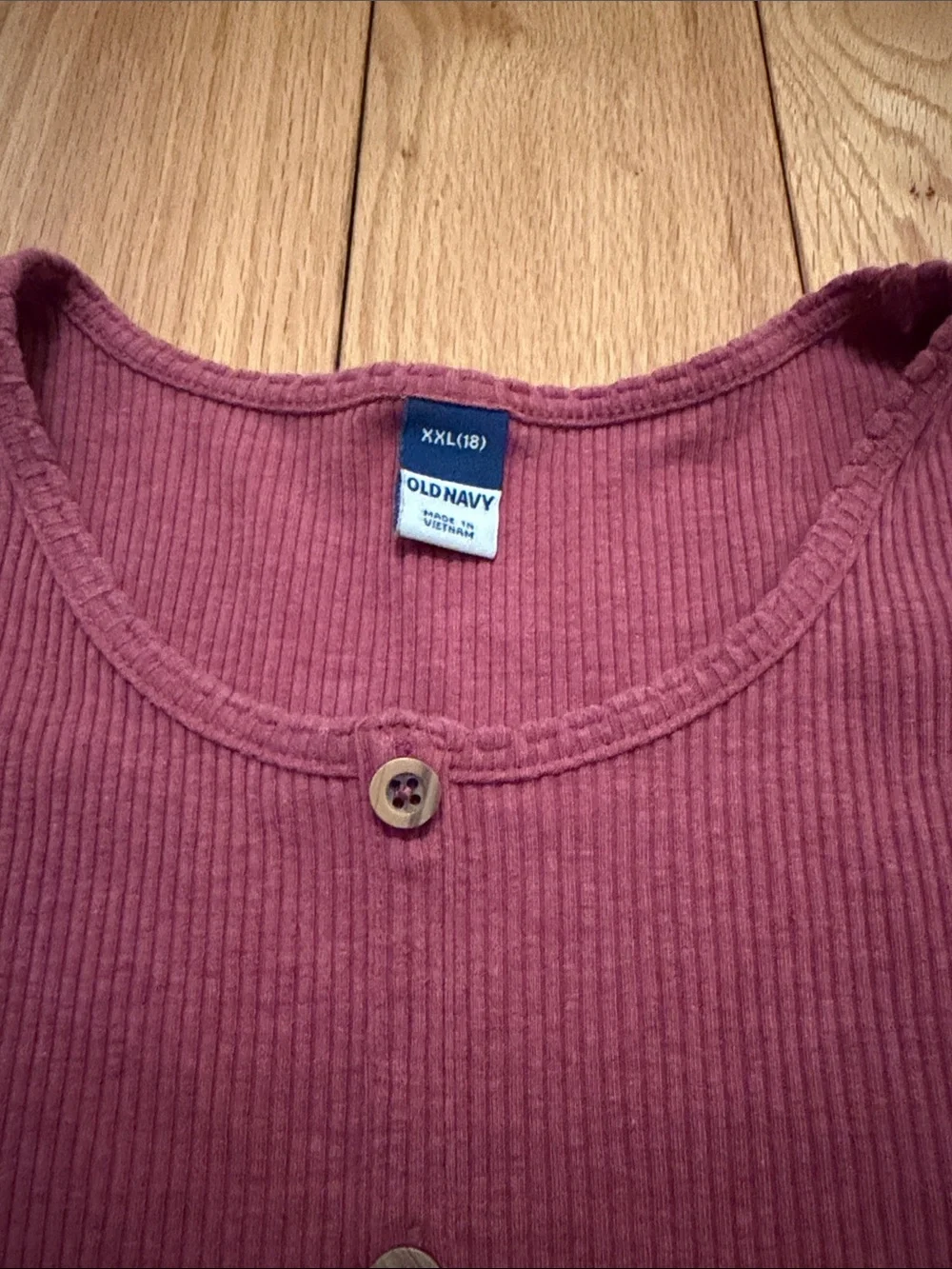 Old Navy Button-Front Ribbed Short Sleeve Top - Dusty Rose